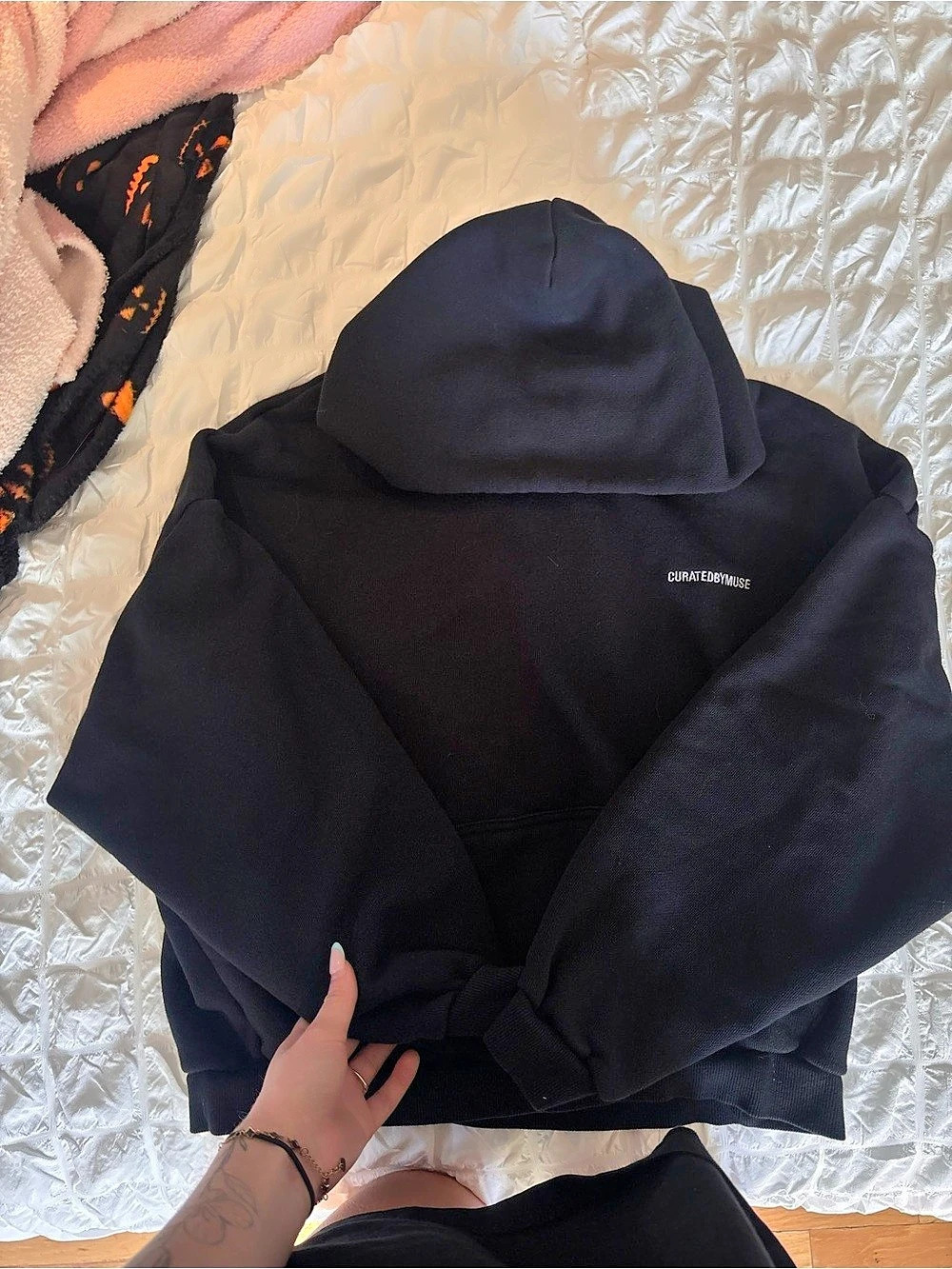 Curated by Muse Heavyweight Chenille Hoodie Black XS